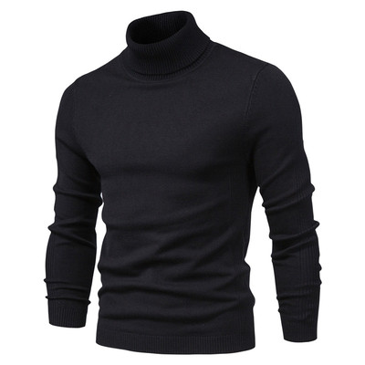 10 Color Winter Men's Turtleneck Sweaters Warm Black Slim Kn