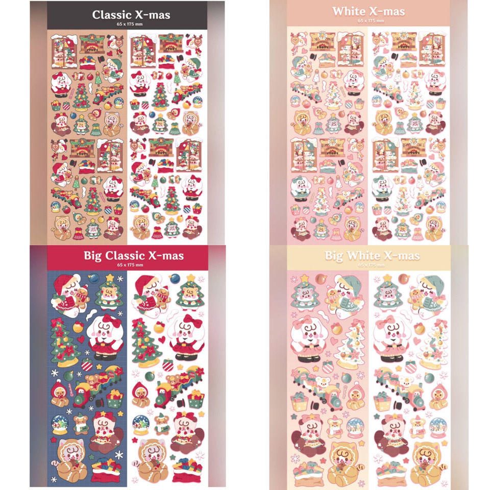 Korean Ins Cartoon Christmas New Year Laser Sticker DIY Scra