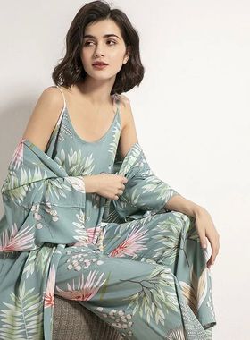 2024 Spring & Autumn Cartoon Sunflower Printed Women Sleepwe