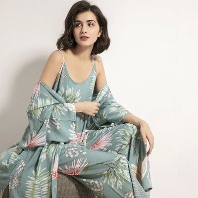 2024 Spring & Autumn Cartoon Sunflower Printed Women Sleepwe