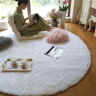 Plush Round Rug White Children Carpets for Living Room Home