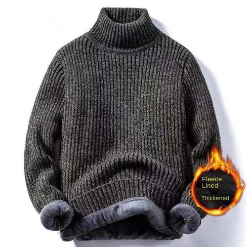 New Winter Mens Fleece Turtleneck Sweaters Slim Knitted Pul