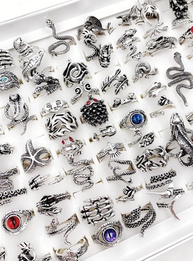 10 adet/toplu Vintage Punk Y?lan Ejderha ?eytan G?z Erkekler