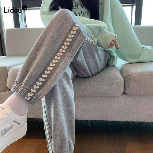 Casual Fashion Printed Solid Color Sports Pants Female Autum