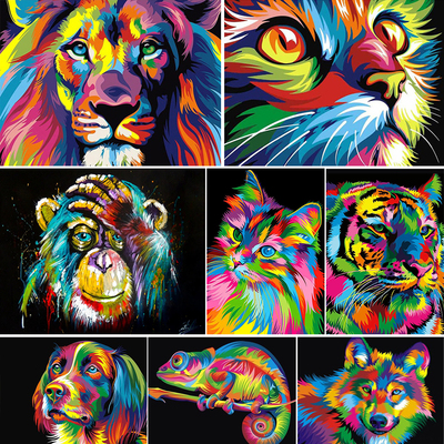 DIY 5D Diamond Painting Animals Lion Tiger Cat Dog Cross Sti