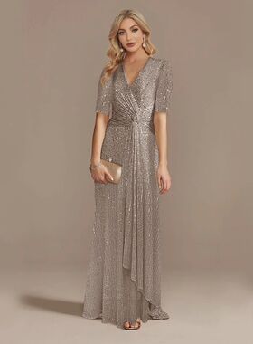 Lucyinlove Luxury Floor Length V-Neck Evening Dress 2024 Wom