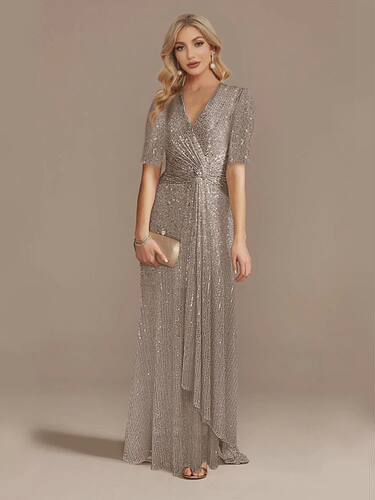 Lucyinlove Luxury Floor Length V-Neck Evening Dress 2024 Wom