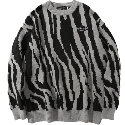 Japanese Harajuku Vintage Sweater Winter Zebra-Striped Round