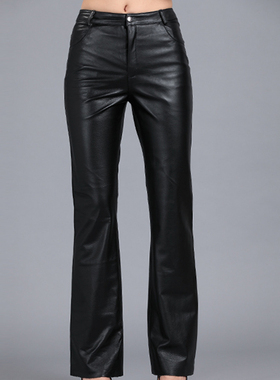 Genuine Leather Pants Autumn Women's Sheepskin Pants Mid Wai