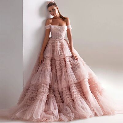 Sevintage Dusty Pink Long Prom Dresses Sweetheart Crumpled T