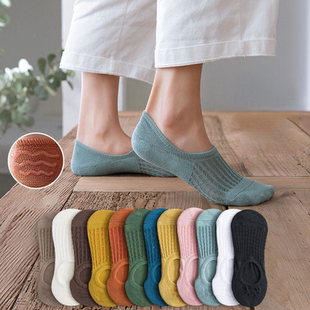 5pair Women Invisible Boat Socks Summer Mujer Silicone Non-s