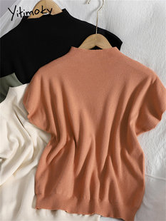 Yitimok Half High Collar T Shirts for Women Spring Summer 20