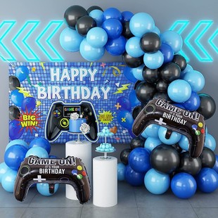 Video Gamer Balloons Garland Arch Kit Blue Black Globos Game