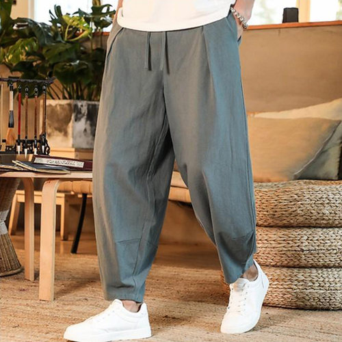 Men's Pants Cotton and Linen Male Summer New Solid Color Men