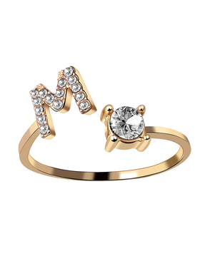 Moda 26 ?lk harf yüzük gümü? renk ki?ilik parmak yüzük