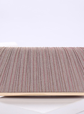 Women's Pleated Sequin Evening Clutch Bag Wedding Purse Brid