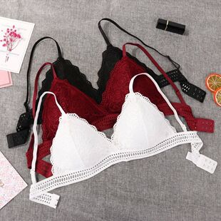 Women 2PCS Style Bralette Pitted French Bra Tri Girls Lace