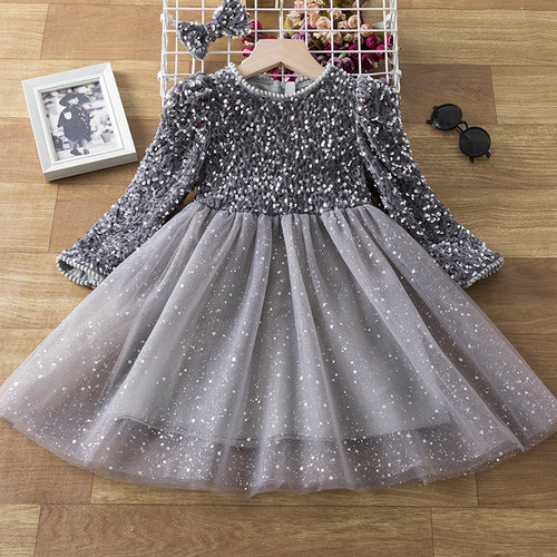 Sequin Girls Princess Party Dresses for 3-8 Yrs Kids Birthda