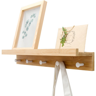 Bamboo Floating Wall-Mounted Rack Coat Hook Rack Towel Hange