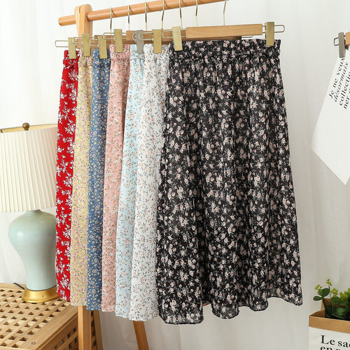 Floral Skirt Summer Women's Draping Half Skirt Mid-length Ch