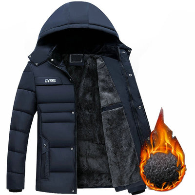 Thick Warm Winter Parka Men Fleece Hooded Men Winter Jacket