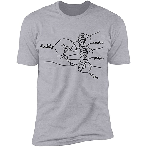 Hand Drawn Daddy Child Fist Bump Fathers Day Shirt Custom Da