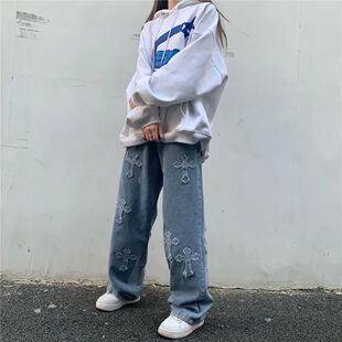 Feynzz Women Pant Woman Jeans High Waist Denim Pants Wide Le