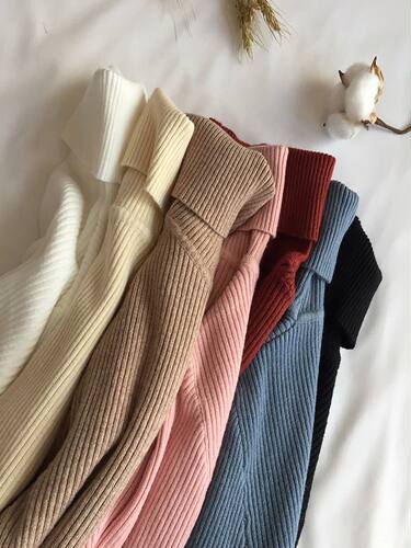 2024 Autumn Winter Thick Sweater Women Knitted Ribbed Pullov