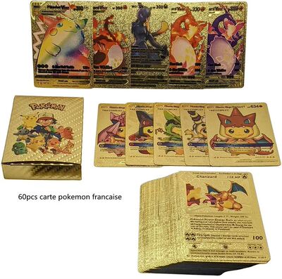 58/29pcs French Pokemon Gold Card Charizard Eevee Mewtwo Pik