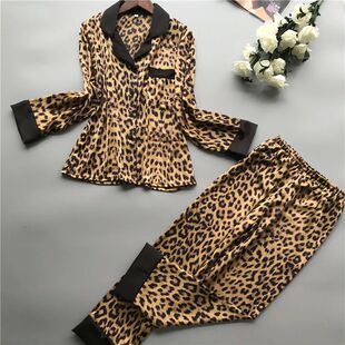 Lisacmvpnel Spring New Long Sleeve Pajamas Woman Ice Silk Fa