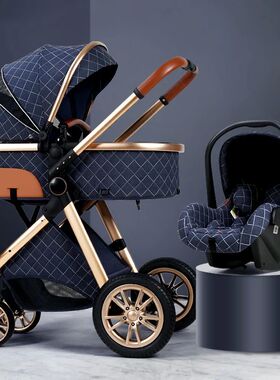 Luxury Baby Stroller 3 in 1 High Landscape Baby Cart Can Sit
