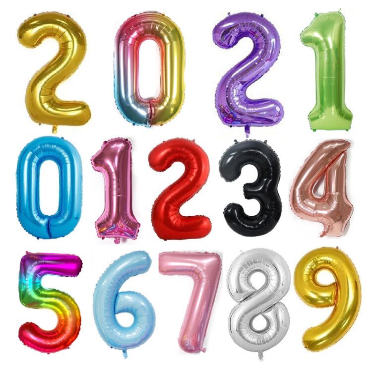 40Inch Big Foil Birthday Balloons Helium Number Balloon 0-9 - 实物图