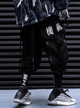 big bag overalls ribbon male function tooling women/Men's cl