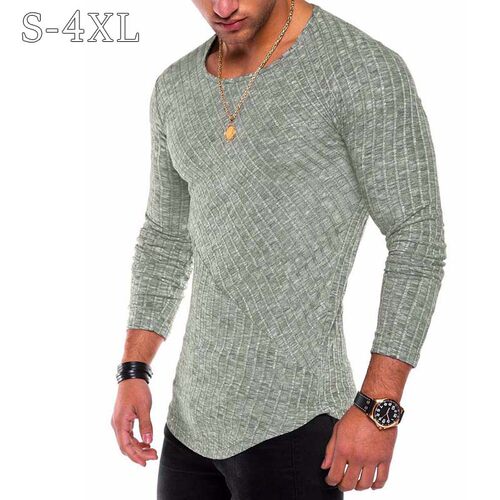 Plus Size S-4XL Slim Fit Sweater Men 2024 Spring Autumn Thin