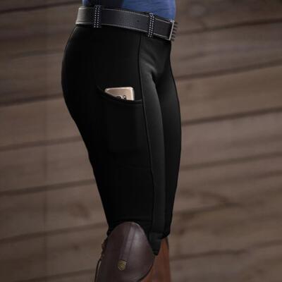 Women Polyester Solid Color Trousers Elastic Pants  Autumn S