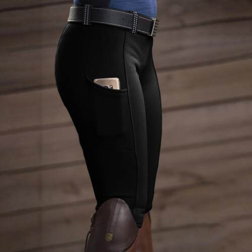 Women Polyester Solid Color Trousers Elastic Pants  Autumn S