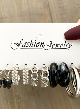 ndy Black Earrings Set For Women Girls Y2K Colorful Resin Bu