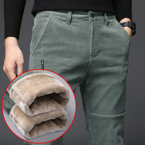 Quality Cashmere Trousers Men Middle-aged Winter Plus Velvet