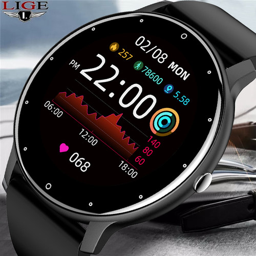 LIGE  New Smart Watch Men Full Touch Screen Sport Fitness Wa