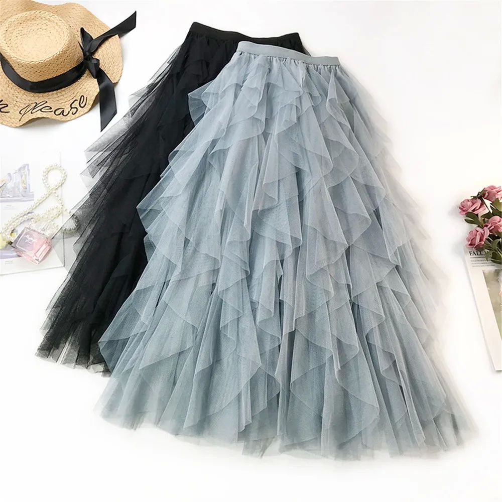Fashion Tutu Tulle Skirt Women Long Maxi Skirt 2022 Spring S