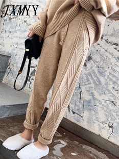 JXMYY Winter Thicken Women Harem Pants Casual Drawstring Twi