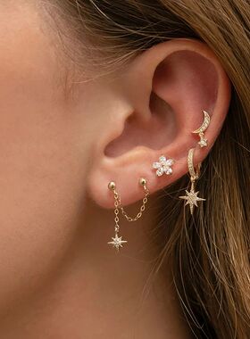 Aide 925 Sterling Silver Two Circle Hoop Earrings For Women