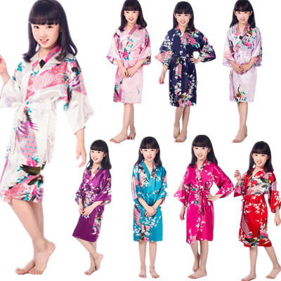 Wholesale Child's Satin Kimono Robes for Girls Kids Floral S