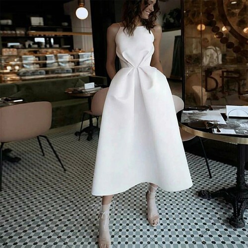 2023 Ivory short plus size satin prom party evening dresses