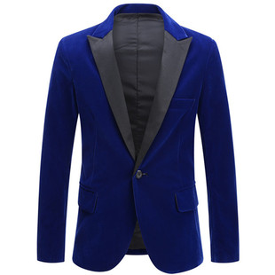 Tuxedo Par Fashion Wedding Fit Slim Groom Velvet Trend Men
