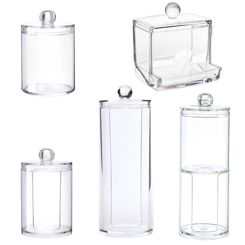 Acrylic Makeup Organizer Cotton Swabs Qtip Container Cosmeti