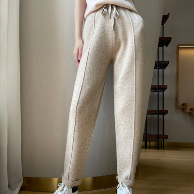 Ladies 100% wool cashmere trousers  new fashion high-end kni