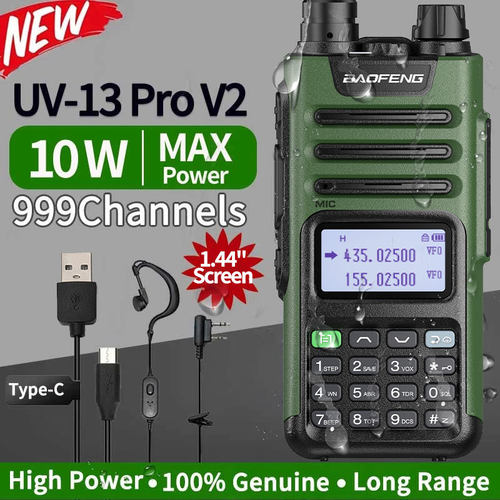 BAOFENG UV13 Pro V2 10W Dual Band High Power CB Radio TypeC