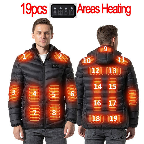 New Upgrade 19 Areas Heated Men Women Winter Warm USB Heatin