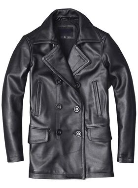 New Men's Genuine Leather Jacket Male Cowhide Overcoat Autum